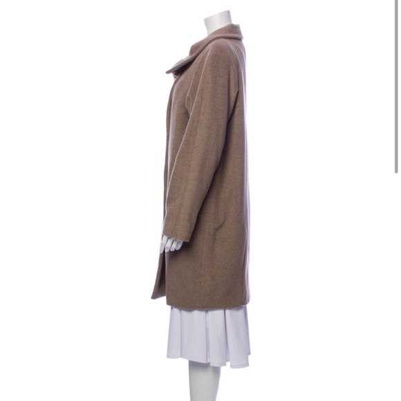 Gerard Darel Virgin Wool Cocoon Minimalistic Tan Coat size 10 - Picture 3 of 16